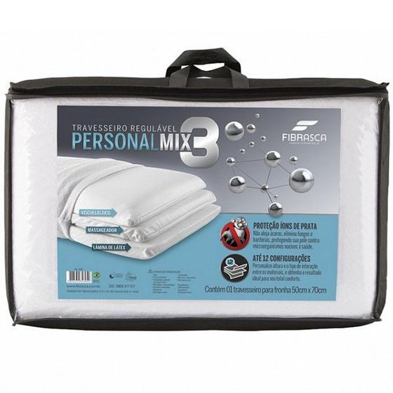 Travesseiro Regulavel Antibacteriana Personal MIX 3 Fibrasca Branco Menor preço em Travesseiro Regulavel Antibacteriana Personal MIX 3 Fibrasca Branco