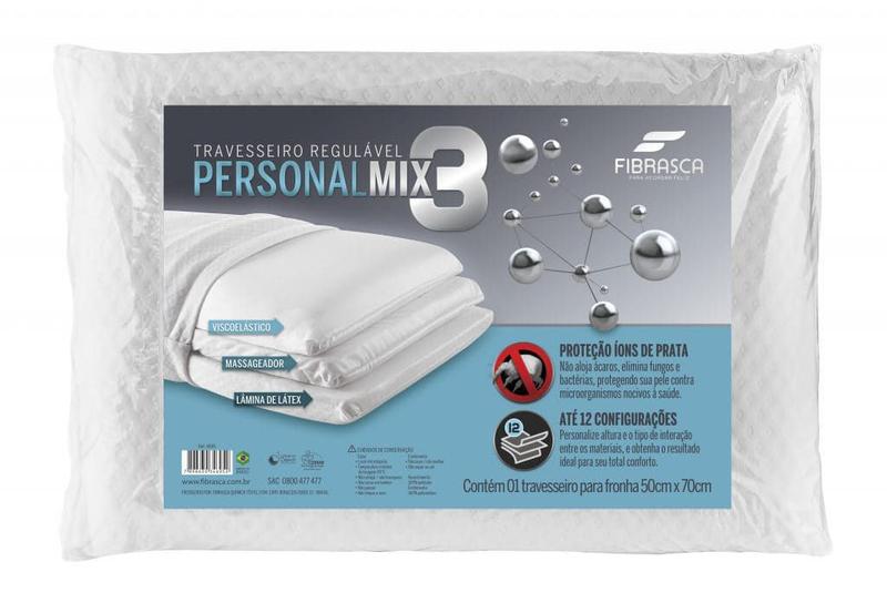 Travesseiro Regulável Fibrasca Personal Mix 3 Látex E Nasa Ate 12 Combinações de Altura Menor preço em Travesseiro Regulável Fibrasca Personal Mix 3 Látex E Nasa Ate 12 Combinações de Altura