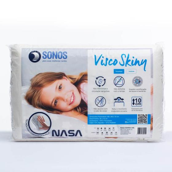 Imagem de Travesseiro Sonos Visco Skiny 10cm com Tecnologia nasa - Branco