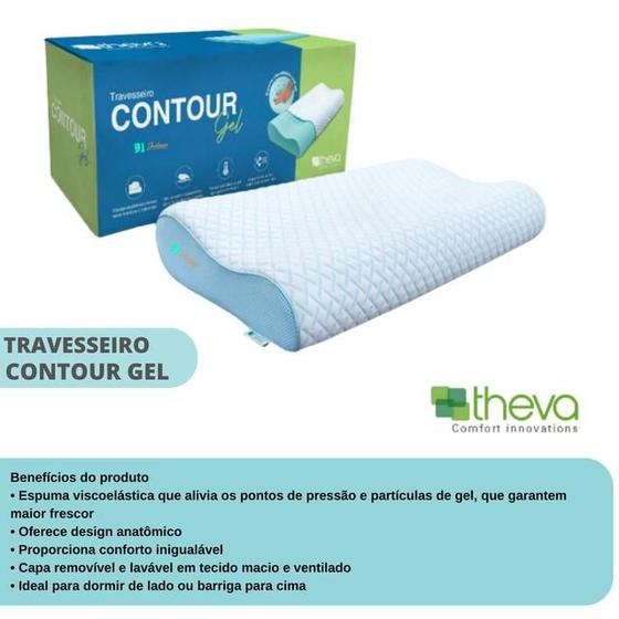 Imagem de Travesseiro Theva Contour Gel Cervical 40x60x12/10cm