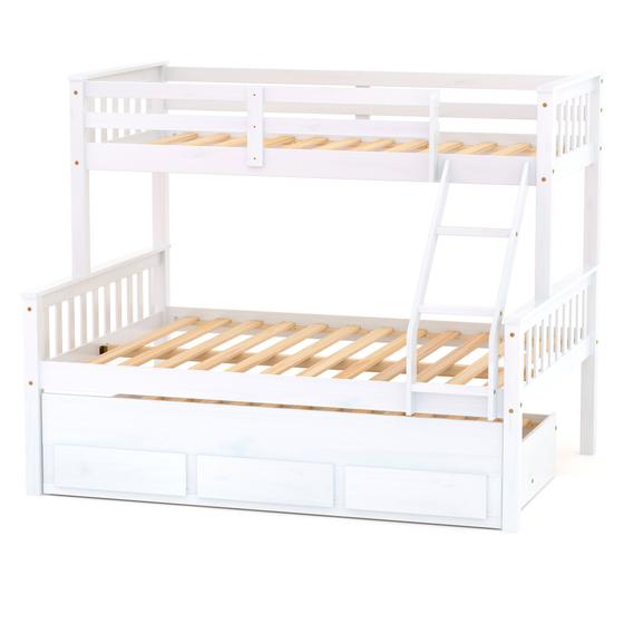 Treliche Cama Casal e Auxiliar com Gavetas Madeira Macica Branco Housin Menor preço em Treliche Cama Casal e Auxiliar com Gavetas Madeira Macica Branco Housin