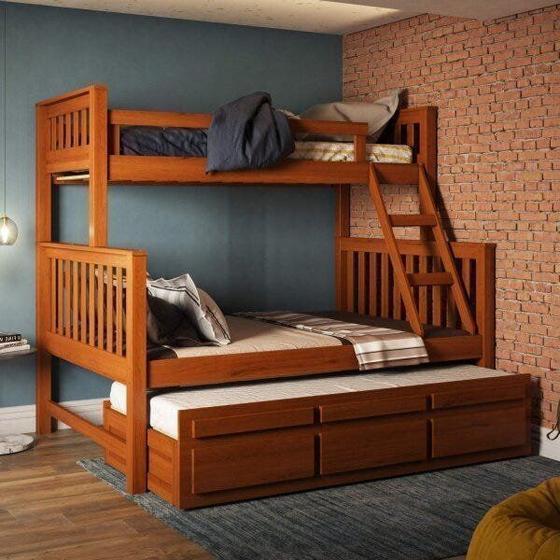 Imagem de Treliche com Cama de Casal com 3 Gavetas Madeira Maciça