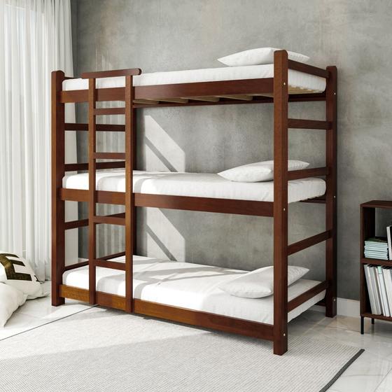 Imagem de Treliche de Madeira Maciça Super Resistente 5x9 com Escada Imbuia - Móveis Britz