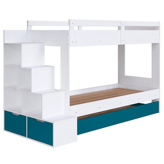 Imagem de Treliche Infantil Com Escada E Nichos Infix C06 Branco-azul - Mpozenato