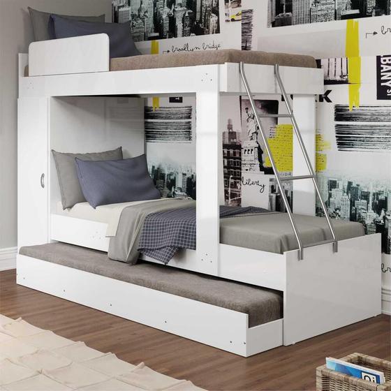Treliche Multimóveis para colchão 188x78cm Branco / Fumê Menor preço em Treliche Multimóveis para colchão 188x78cm Branco / Fumê