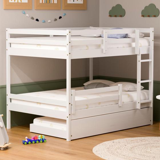 Treliche Prime Casal/Casal com Grade Madeira Macica Branco Housin Menor preço em Treliche Prime Casal/Casal com Grade Madeira Macica Branco Housin