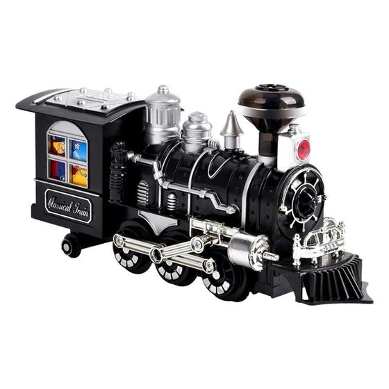 Imagem de Trem a vapor Brinquedo plástico Plástico Brinquedos Elétricos Interativos Para Bebê Soprando Billy Steam Train Modelo Locomotiva Elétrica Diecasts & Toy Veículos