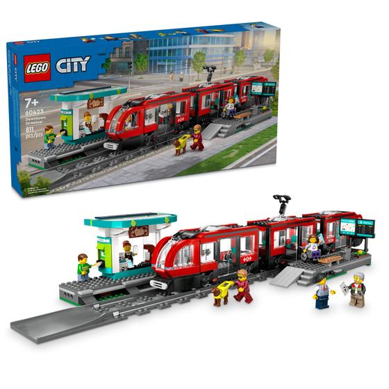 Imagem de Trem de brinquedo LEGO City Downtown Streetcar com estação 60423