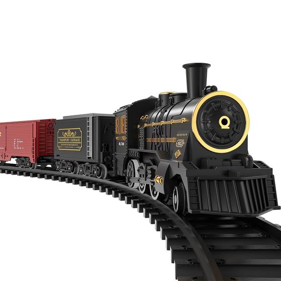 Imagem de Trem Elétrico com Locomotiva, Fumaça, Luz e Som - Brinquedo Infantil