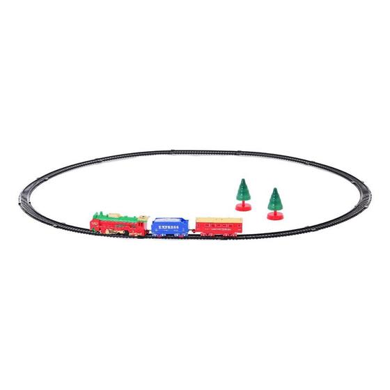 Imagem de Trem Locomotiva Decorativo com Trilhos Natal 67x85cm Luz e Movimento