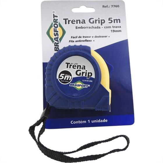 Imagem de Trena Brasfort Emborrachada Grip 5M/19Mm Com Trava 7760