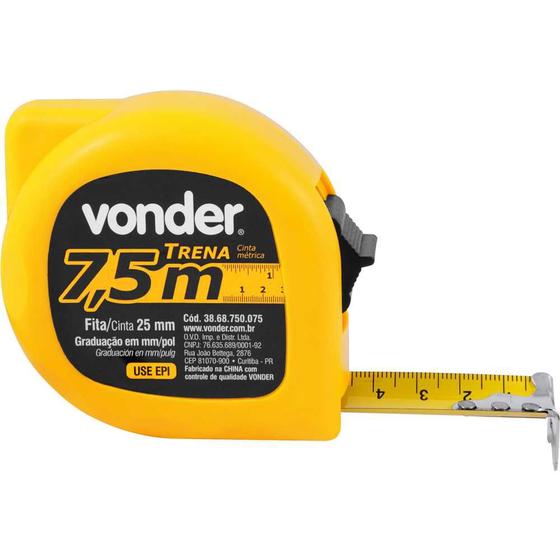 Imagem de Trena Curta de Aço 7,5 m x 25 mm Profissional  VONDER