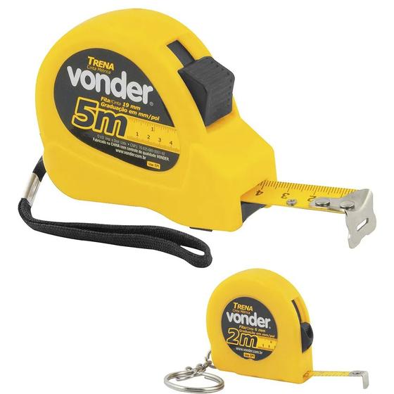 Imagem de Trena curta de aço com 5 m e trena chaveiro 2 m TCV 2005 VONDER