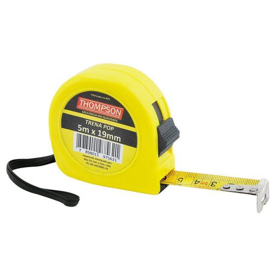 Imagem de Trena de Aço Pop com Trava e Alça para Transporte 05 m x 19 mm Thompson