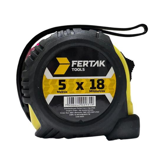 Trena Emborrachada Fita Métrica com 2 Travas 5 Metros x 18mm - Fertak Imagem de Trena Emborrachada Fita Métrica com 2 Travas 5 Metros x 18mm