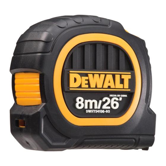 Imagem de Trena Manual Emborrachada Duo 8 Metros 26 x 25mm DWHT34196L DeWalt 