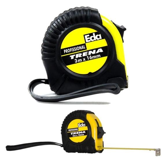 Imagem de Trena Manual Profissional Com Trava Emborrachada 3m X 16mm Ponta Imantada - Eda