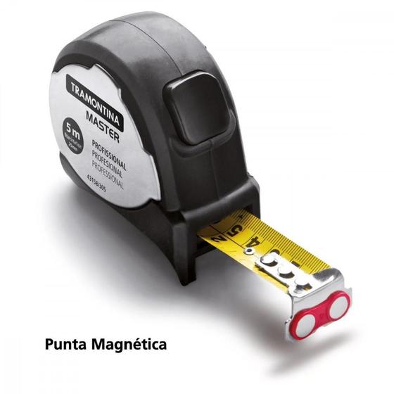 Imagem de Trena Profissional Tramontina com Ponta Magnetica e Corpo em Aço Inox 7,5 m