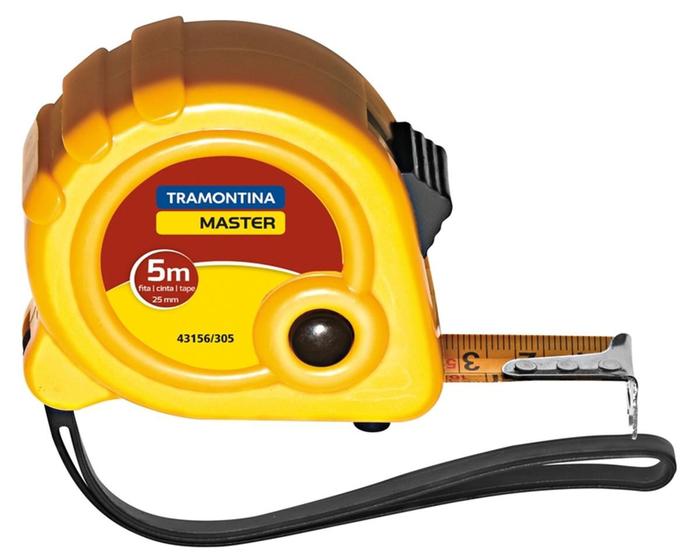 Trena Tramontina com Fita de Aço e Corpo em ABS com Freio Duplo 5m Imagem de Trena Tramontina com Fita de Aço e Corpo em ABS com Freio Duplo 5m