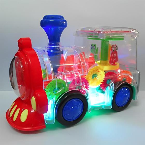 Imagem de Trenzinho Brinquedo Infantil Musical Bate volta Luzes E Sons Trem Diversao Colorido Bebe Brilha Transparente Reforçado