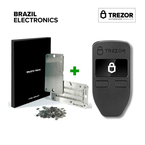 Imagem de Trezor One Hardware Wallet Preto + Steel Wallet