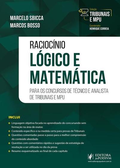 Imagem de Tribunais E Mpu - Raciocinio Logico E Matematica Para Técnico E Analista - 1 Edição 2025 Juspodivm