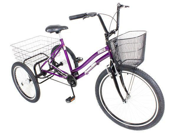 Triciclo bicicleta lazer aro 26 roxo v- brake Menor preço em Triciclo bicicleta lazer aro 26 roxo v- brake