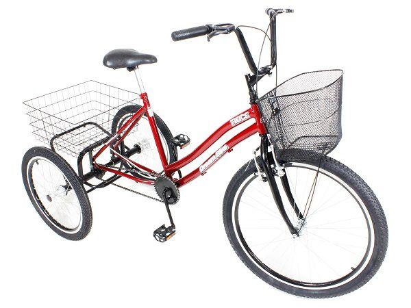 Imagem de Triciclo bicicleta lazer aro 26 vermelho v- brake