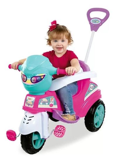 Triciclo De Passeio Infantil Motoquinha Com Empurrador Pedal - Maral ...