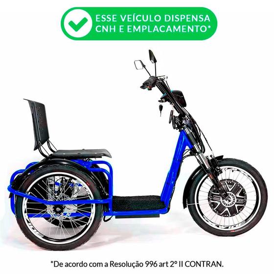 Imagem de Triciclo Elétrico - Village PAM - 800w Lithium - Azul - Plug and Move