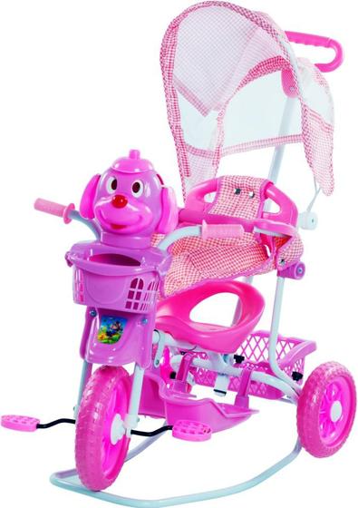 Imagem de Triciclo gangorra com capota cachorro rosa - Bel Brink