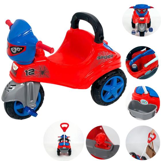 Imagem de Triciclo Infantil Andador Com Pedal Carrinho Com Empurrador Haste Maral Cor VERMELHO-AZUL