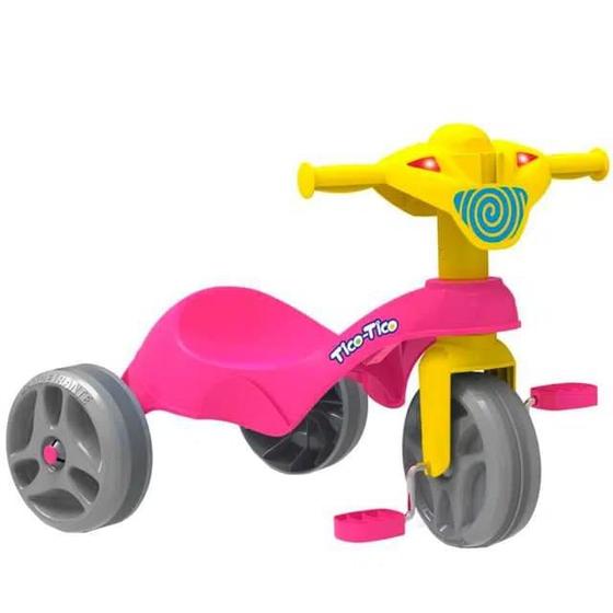 Imagem de Triciclo Infantil Bandeirante Tico-Tico Club de Pedal Suporta até 19 Kg - Rosa