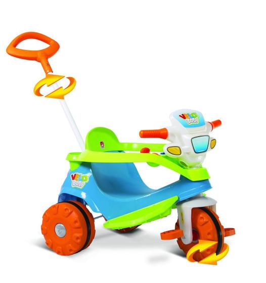 Imagem de Triciclo Infantil Bandeirantes - Velobaby - Passeio e Pedal - Azul