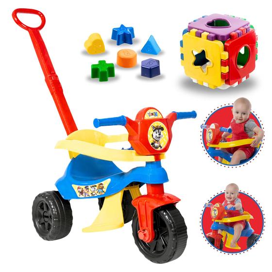 Imagem de Triciclo Infantil Bebe De Empurrar Com Haste E Pedal Motoca