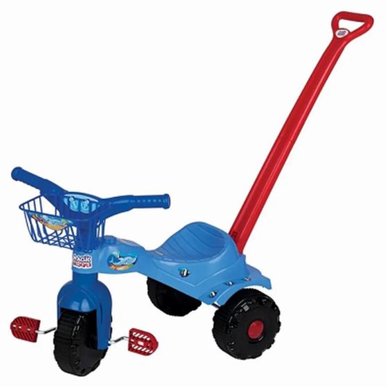 Imagem de Triciclo Infantil Com Cestinha Tico Tico Tubarão Azul 20kg- Magic Toys