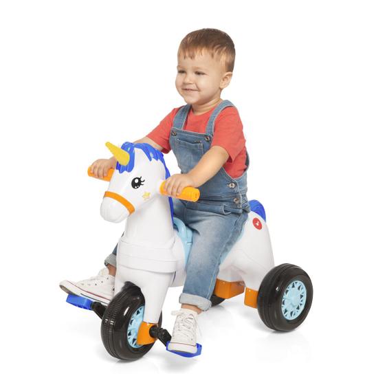 Imagem de Triciclo infantil com empurrador e protetor 1-3 anos unicórnio fantasy calesita