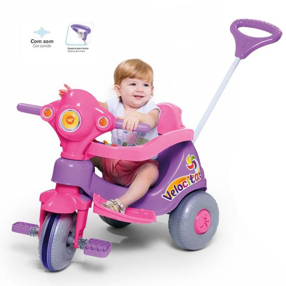 Imagem de Triciclo infantil com empurrador e protetor 1-3 anos velocita calesita