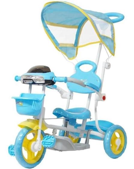 Imagem de Triciclo Infantil Com Empurrador Pedal E Capo Azul