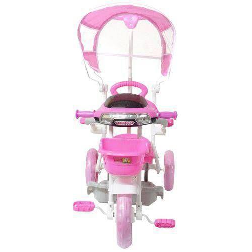Imagem de Triciclo Infantil Com Empurrador Pedal E Capo Rosa