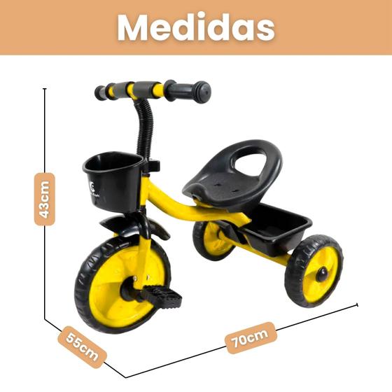 Triciclo Infantil com Pedal 3 Rodas Passeio Cestinha Andador Motoca - Atentu