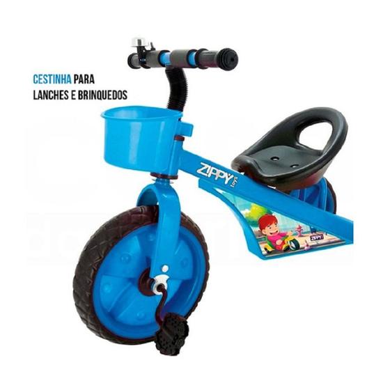 Imagem de Triciclo infantil escolar com cestinha 80cm 763 zippy toys