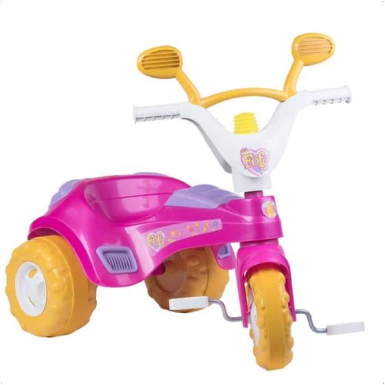 Imagem de Triciclo Infantil Fofy Velotrol Rosa com Haste Removível Cotiplas - 1465