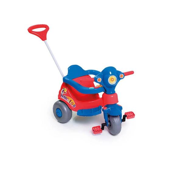 Imagem de Triciclo Infantil Menino Passeio E Pedal Calesita Velocita Vermelho 2 Em 1