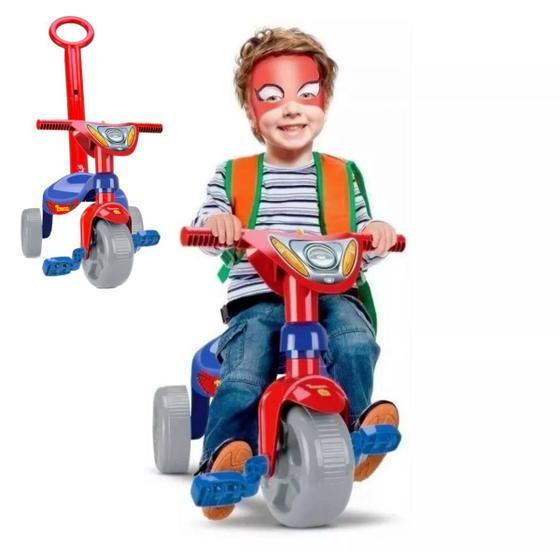 Imagem de Triciclo Infantil Motoca Com Alça Menino Homem Aranha Heróis