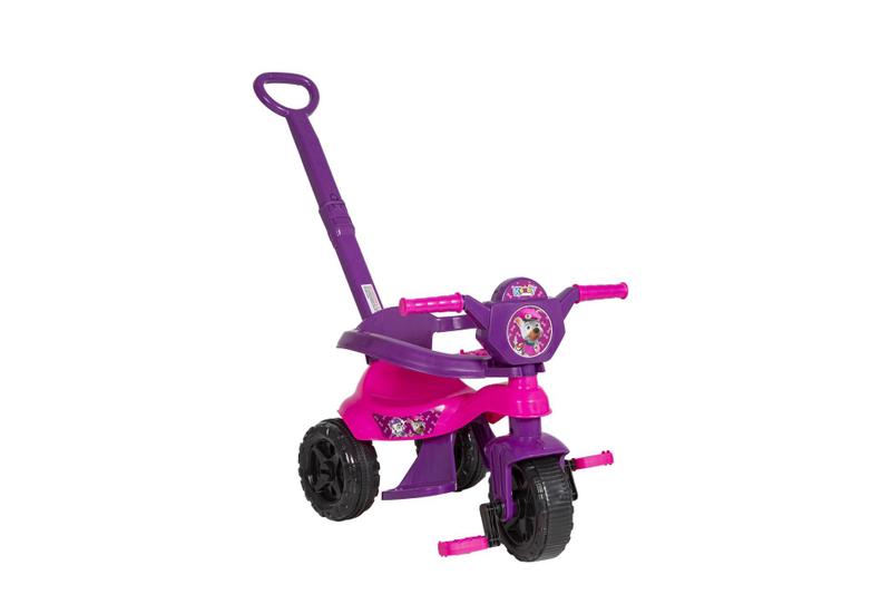 Imagem de Triciclo Infantil Motoca Haste Proteção Velotrol Bebê Rosa