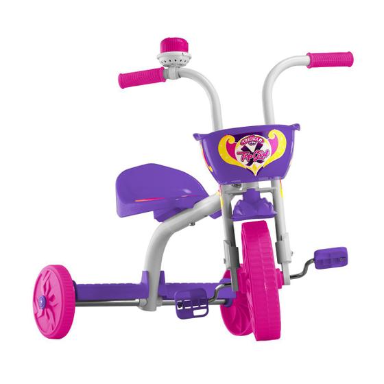 Imagem de Triciclo Infantil Motoca Kids Ultra Bikes Top Girl Para Menina (Roda Em PP) Branco e Roxo