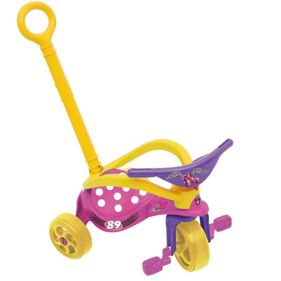 Imagem de Triciclo Infantil Motoca Minnie para Passeio com Empurrador e Proteção Xalingo