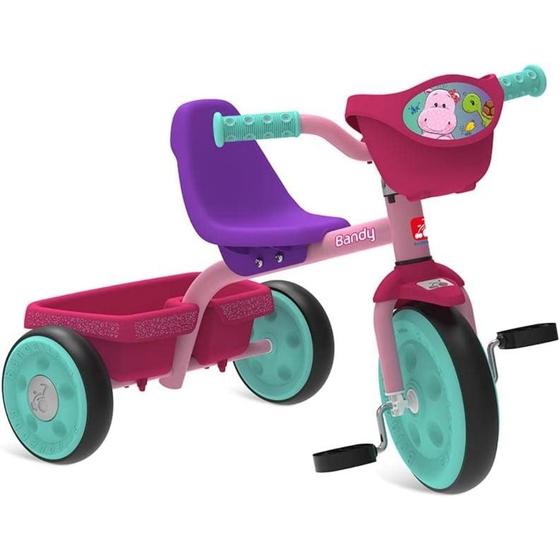 Imagem de Triciclo Infantil Pedal Cesto Passeio Com Cestinha Rosa Menina