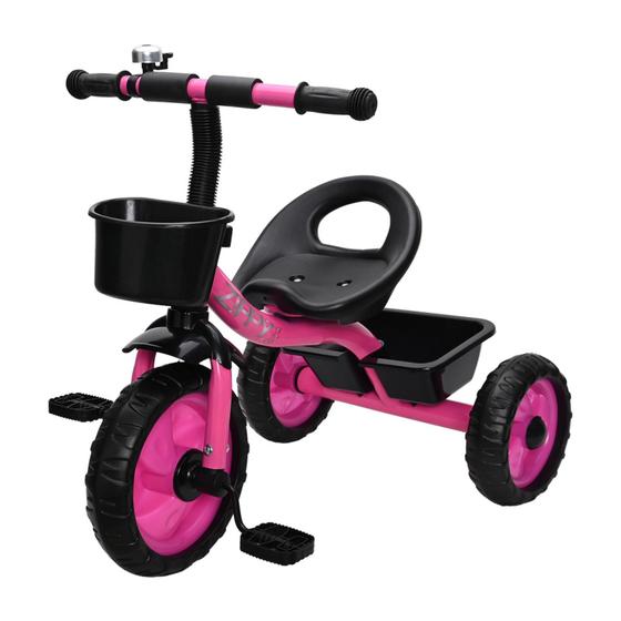 Imagem de Triciclo Infantil Rosa C/ Cesto e Buzina Zippy Toys 